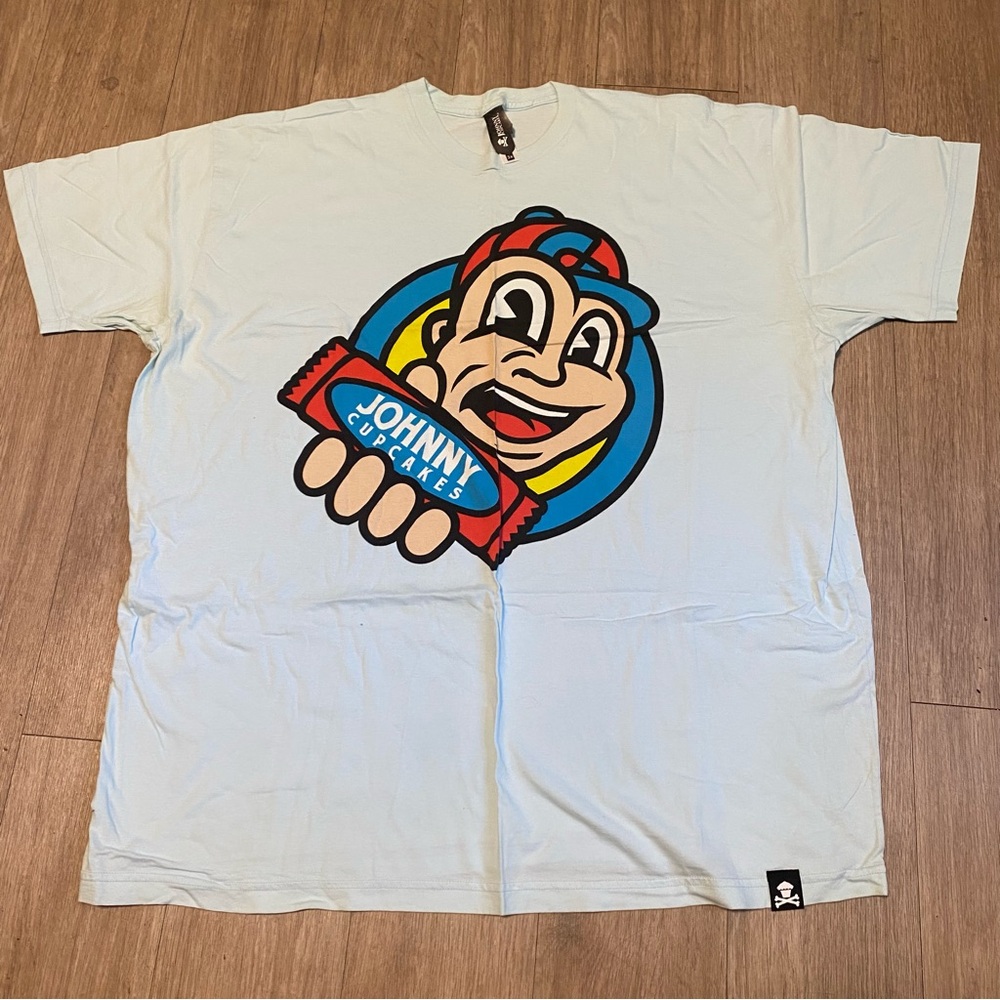 Johnny Cupcakes Light Blue Cartoon Tee size XXXLmen